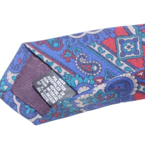 Gino Pompei Red and Blue Patterned Men's Tie - Picture 4 of 4